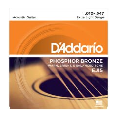 DADDARİO EJ15 PHOSPHOR BRONZE EXTRA LİGHT TAKIM TEL AKUSTİK GİTAR TELİ 010-047