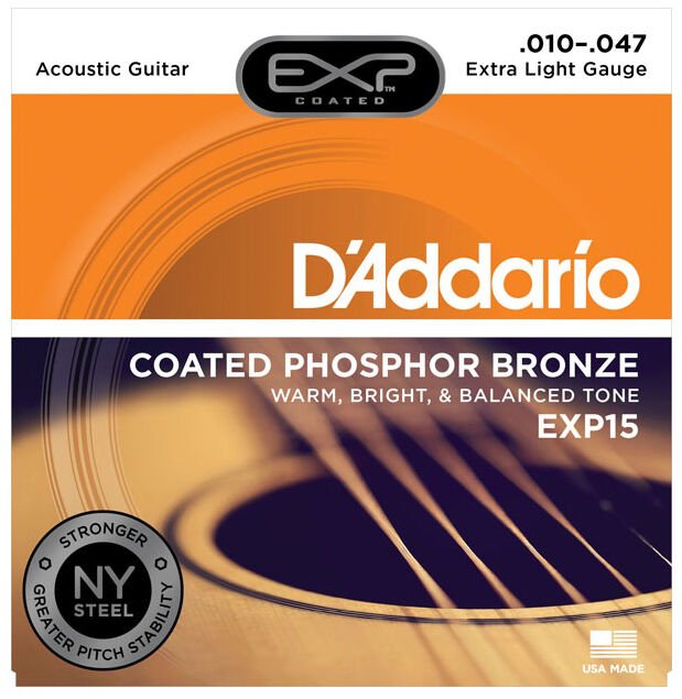DADDARİO EXP15 COATED PHOSPHOR BRONZE EXTRA LİGHT TAKIM TEL AKUSTİK GİTAR TELİ 010-047