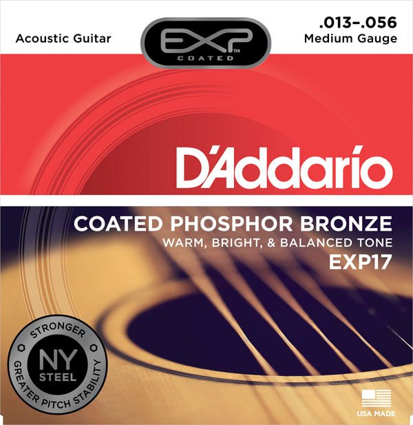 DADDARİO EXP17 COATED PHOSPHOR MEDİUM TAKIM TEL AKUSTİK GİTAR TELİ 013-056