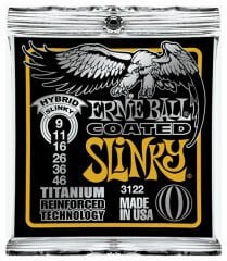 ERNİE BALL P03122 COATED ELECTRİC HYBRİD SLİNKY TAKIM TEL ELEKTRO GİTAR TELİ 009-46