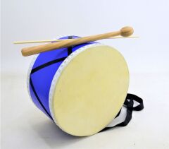 ACD-30HH-BL ÇOCUK DAVULU MAVİ HAYVAN DERİLİ 30 CM + TOKMAK ÇUBUK HEDİYE