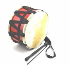 KCD-30HP-RD ÇOCUK DAVULU HAYVAN DERİ KONTRAPLAK KIRMIZI 30 CM + TOKMAK ÇUBUK HEDİYE