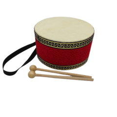 DC28K ÇOCUK DAVULU KIRMIZI HAYVAN DERİLİ 28 CM TOKMAK ÇUBUK HEDİYE
