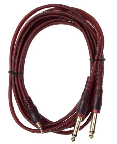 TUNEX MR-700 SİLİKONLU 3.5 MM STEREO 2 X 6.3 MM 3 METRE MONO ERKEK JAK PC AMFİ KABLOSU